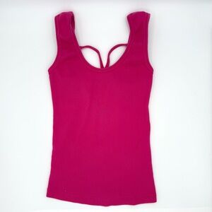 Bebe Sport Pink Ribbed Tank Y2K 90s Made in USA